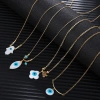 European and American necklace, fashionable and elegant for women, sea shell, devil's eye, palm, four-leaf clover, horse's eye pendant, collarbone necklace details Picture